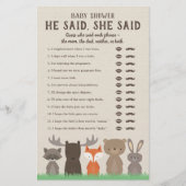 Woodland Baby shower zei dat ze Kaarten zei (Voorkant)