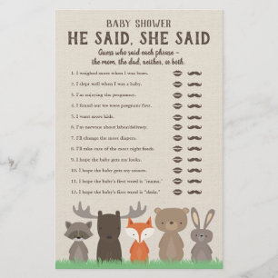 Woodland Baby shower zei dat ze Kaarten zei