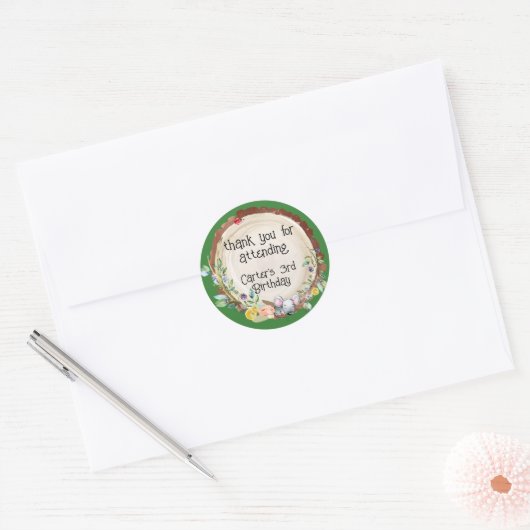 Woodland Baby Verjaardag Ronde Sticker (Envelop)