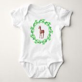 Woodland Baby with Cute Fawn and Green Wreath Romper (Voorkant)