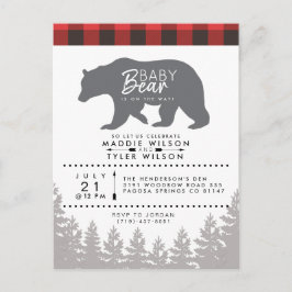 Woodland Babybeer | Rustieke Houthakker Baby Showe Uitnodiging Briefkaart