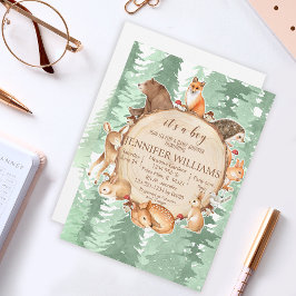 Woodland babyboy douche-Baby shower Kaart