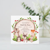 Woodland babydouche uitnodigingen (bosdieren) (Staand voorkant)