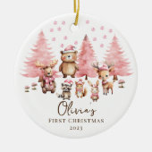 Woodland Baby's 1E Kerstmis 2 Zijde Foto Keramisch Ornament (Voorkant)