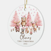 Woodland Baby's 1E Kerstmis 2 Zijde Foto Keramisch Ornament (Links)