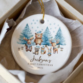 Woodland Baby's 1E Kerstmis 2 Zijde Foto Keramisch Ornament
