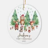 Woodland Baby's 1E Kerstmis 2 Zijde Foto Keramisch Ornament (Links)