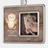 Woodland Baby's 1e Kerstmis Foto Ornament (Links)