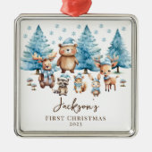 Woodland Baby's 1E Kerstmis Metalen Ornament (Voorkant)