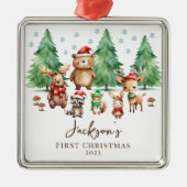 Woodland Baby's 1E Kerstmis Metalen Ornament (Voorkant)