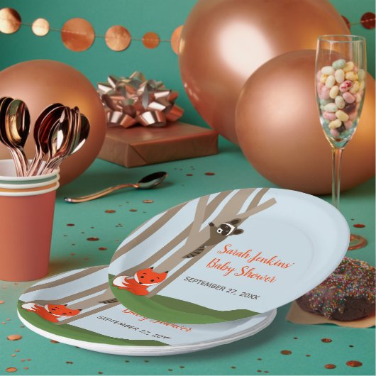 Woodland Baby's Baby shower Papieren Bordje (Multi)