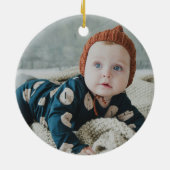 Woodland Baby's First Christmas Photo Keramisch Ornament (Achterkant)
