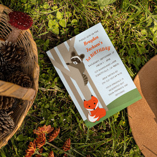 Woodland Baby's Kleine Verjaardag Uitnodiging