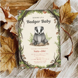 Woodland badger baby shower kaart