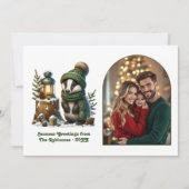 Woodland Badger Cozy Forest Christmas Magic Photo Feestdagenkaart (Voorkant)