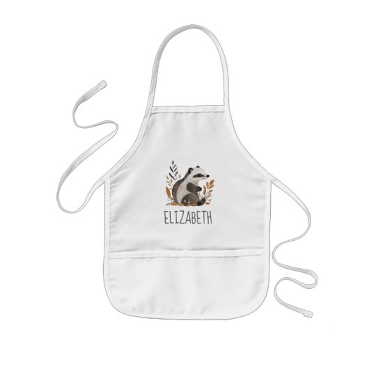 Woodland Badger Cute Personalized Kinder Schort (Voorkant)