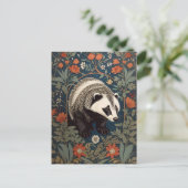 Woodland Badger William Morris geïnspireerd Briefkaart (Staand voorkant)