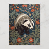 Woodland Badger William Morris geïnspireerd Briefkaart (Voorkant)