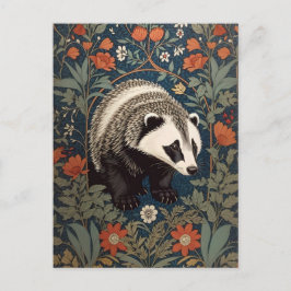 Woodland Badger William Morris geïnspireerd Briefkaart