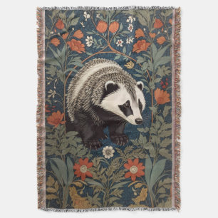 Woodland Badger William Morris geïnspireerd Deken