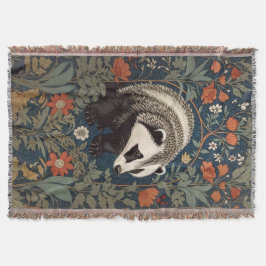 Woodland Badger William Morris geïnspireerd Deken