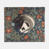 Woodland Badger William Morris geïnspireerd Fleece Deken (Voorkant (Horizontaal))