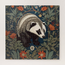 Woodland Badger William Morris geïnspireerd Legpuzzel