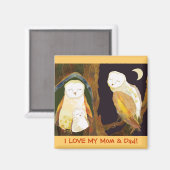 Woodland Barn Uil Familie Magneet (Voorkant / Achterkant)