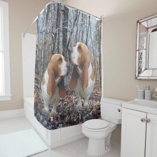 Woodland Basset Hound Douchegordijn (In situ)