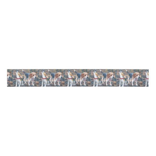Woodland Beagle Ribbon 3 inch Grosgrain Lint (Voorkant)