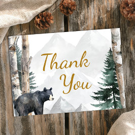 Woodland Bear Adventure Baby Shower Thank You Card Bedankkaart