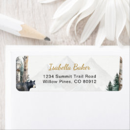 Woodland Bear Baby Shower Adventure Return Address Etiket
