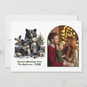 Woodland Bear Family Cozy Forest Christmas Photo Feestdagenkaart (Voorkant)