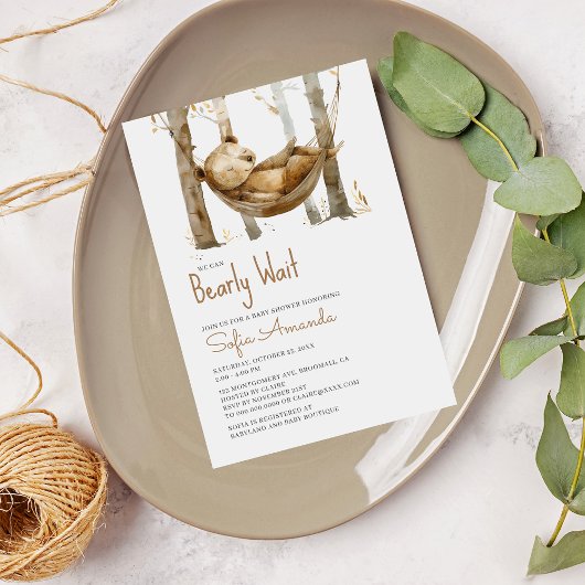 Woodland Bearly Wait-Baby shower Kaart