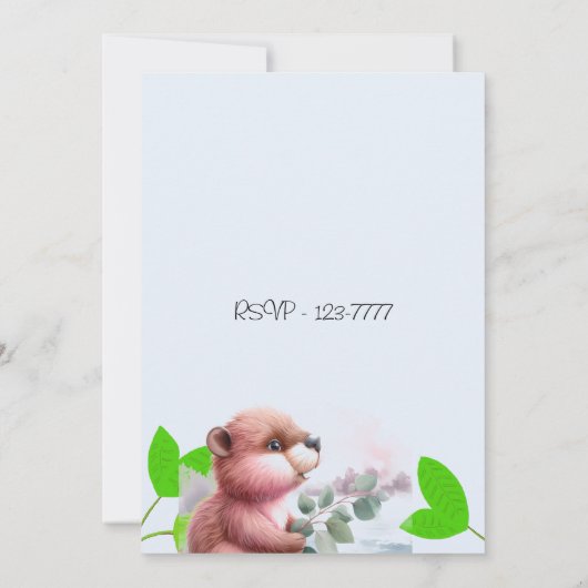 Woodland Beaver Verjaardag uitnodiging (Achterkant)