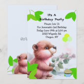 Woodland Beaver Verjaardag uitnodiging (Voorkant / Achterkant)