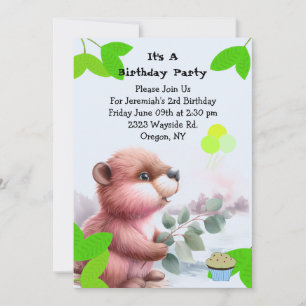 Woodland Beaver Verjaardag uitnodiging