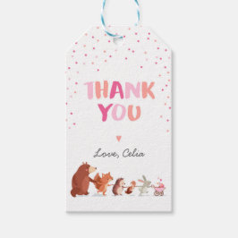 Woodland bedankt voor cadeau label Roze Girl Fores Cadeaulabel