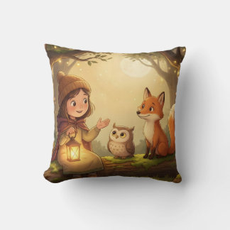 Woodland Bedtime Story Nursery Throw Pillow Kussen