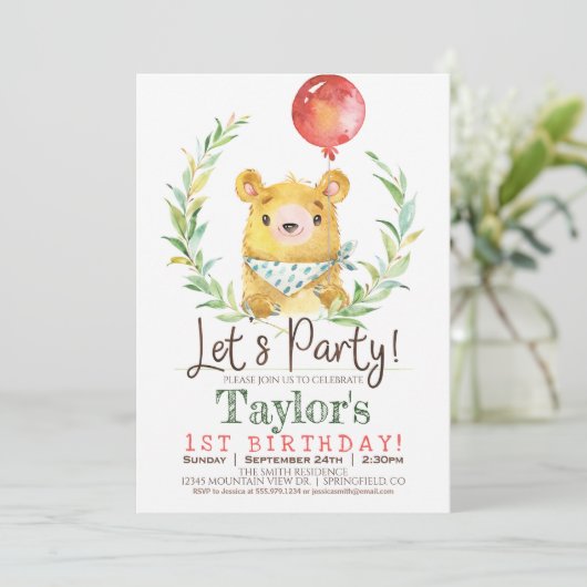 Woodland Beer 1e verjaardag Kaart (Staand voorkant)