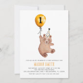 Woodland Beer 1e verjaardagsuitnodiging - Teddy Be Kaart (Voorkant)