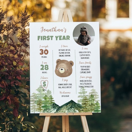 Woodland Beer 1st Birthday Milestone Sign Poster