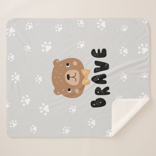 Woodland Beer Animal Boho Pattern Sherpa Deken (Voorkant (horizontaal))