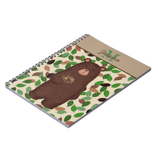 Woodland Beer Autumn Leaves Personalized Notitieboek (Linkerzijde)