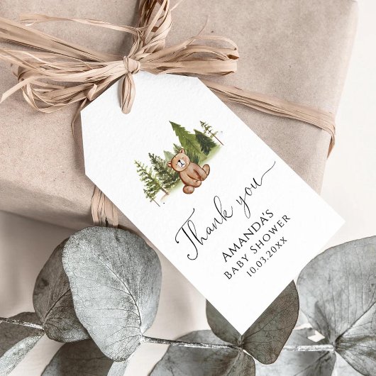Woodland Beer Baby shower Hartelijk dank Labels Cadeaulabel