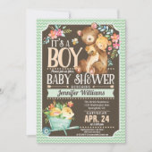 Woodland Beer Baby shower Invitation Boy Kaart (Voorkant)