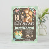 Woodland Beer Baby shower Invitation Boy Kaart (Staand voorkant)
