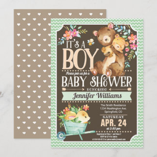 Woodland Beer Baby shower Invitation Boy Kaart