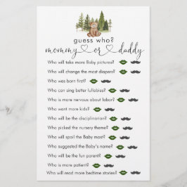 Woodland Beer Baby shower "Raad eens wie" game