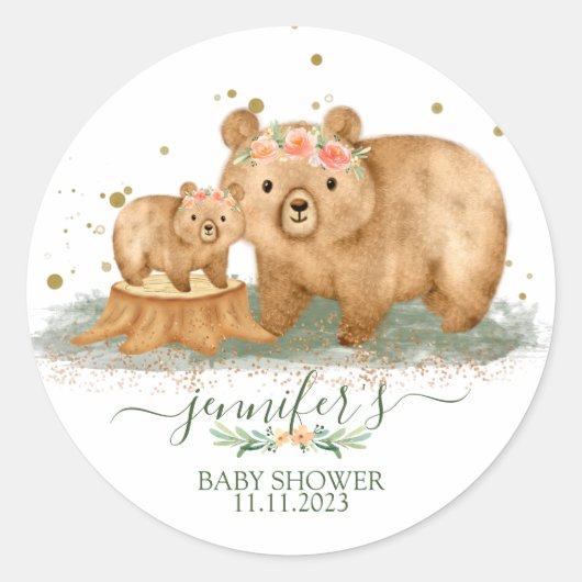 Woodland Beer Baby shower Sticker | gebeurtenisvoo (Voorkant)
